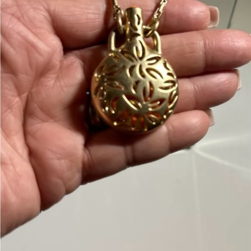 Lia Sophia Gold Necklace with orange accents. - Picture 4 of 6